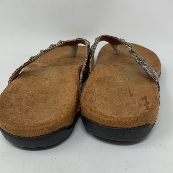 Vionic slip on sandals with Orthaheel technology animal print gold tone beaded - Picture 5 of 8